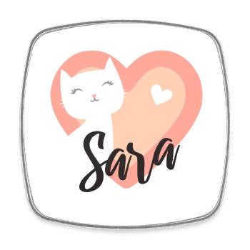 Sara Surname First Name Kitten - Square fridge magnet - white - Front