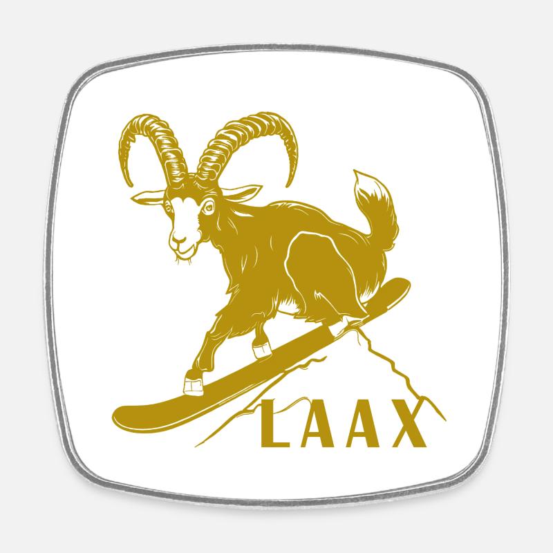 Laax Graubünden Steinbock Snowboard Suisse - Magnet carré - blanc
