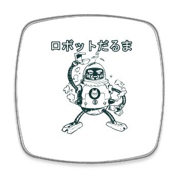 Daruma Roboter (schwarz und weiß) - Viereckiger Kühlschrankmagnet - Weiß - Vorne
