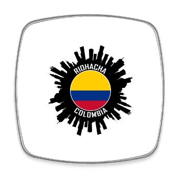 Riohacha Skyline Colombie Flag Souvenir de voyage - Magnet carré - blanc - Devant