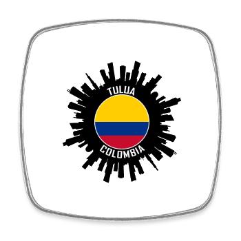 Tulua Skyline Colombie Flag Souvenir de voyage - Magnet carré - blanc - Devant