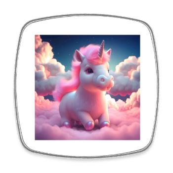 cute baby unicorn running playfully over clouds - Viereckiger Kühlschrankmagnet - Weiß - Vorne