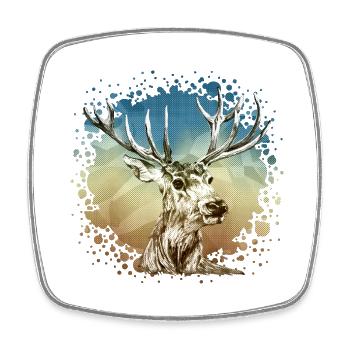 Cerf - Magnet carré - blanc - Devant