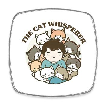 The Cat Whisperer - Square fridge magnet - white - Front