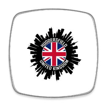 Huddersfield Skyline UK Flagge Reise-Souvenir - Viereckiger Kühlschrankmagnet - Weiß - Vorne