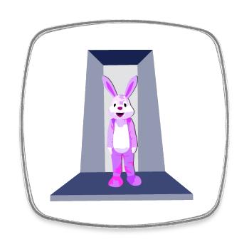 Rosaroter Hase - Viereckiger Kühlschrankmagnet - Weiß - Vorne