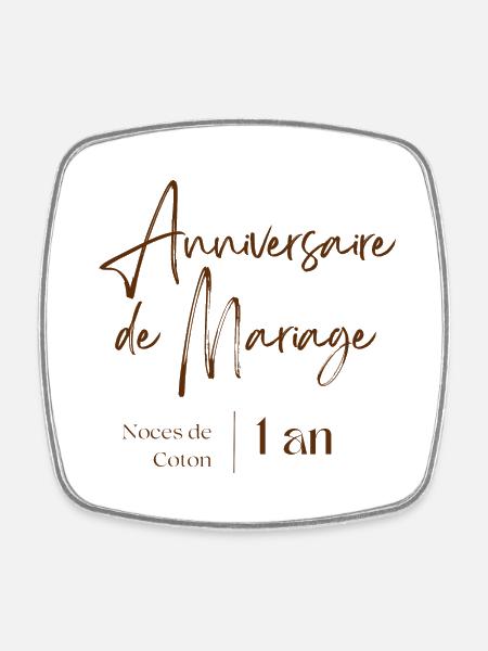 Anniversaire de mariage noce de coton 1 ans - Magnet carré - blanc