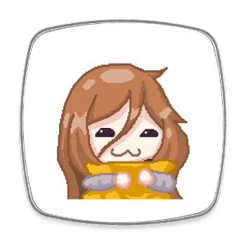 PillowG1rl Emote mit orangenem Kissen - Viereckiger Kühlschrankmagnet - Weiß - Vorne