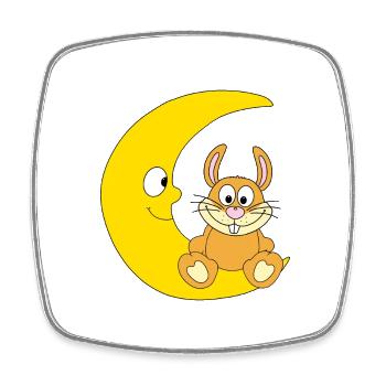 HASE - MOND - TIER - KIND - BABY - Viereckiger Kühlschrankmagnet - Weiß - Vorne