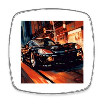 black sports car - Viereckiger Kühlschrankmagnet - Weiß - Vorne