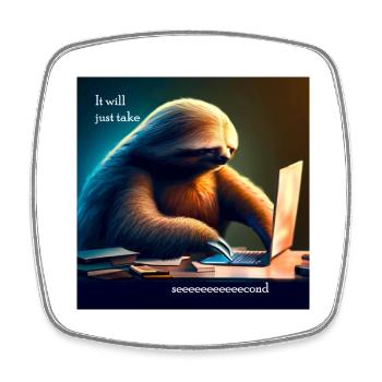 Sloth working in IT - Viereckiger Kühlschrankmagnet - Weiß - Vorne