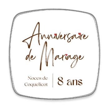 Anniversaire de mariage 8 ans cadeau personnalisé - Magnet carré - blanc - Devant