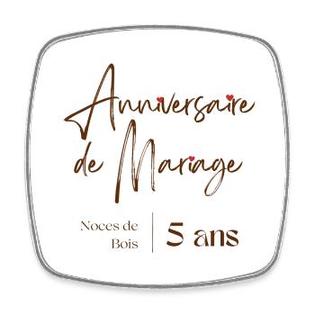 Anniversaire de mariage 5 ans cadeau personnalisé - Magnet carré - blanc - Devant