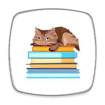 Katze Bücher Kater Buch Kätzchen Lesen Hauskatze - Viereckiger Kühlschrankmagnet - Weiß - Vorne