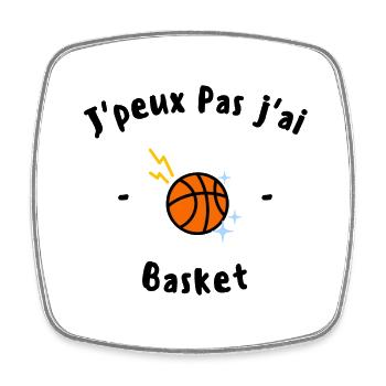 J peux pas j ai basket - Magnet carré - blanc - Devant