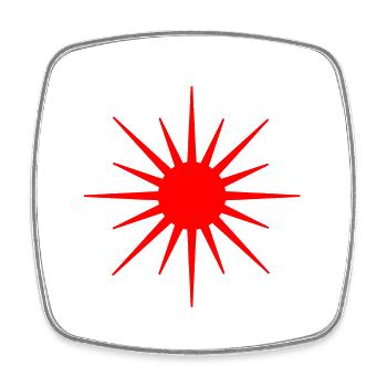 Rotes Sonnensymbol - Viereckiger Kühlschrankmagnet - Weiß - Vorne