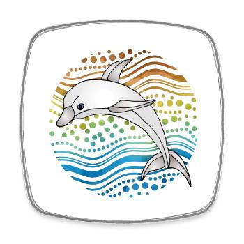 Dolphin - Square fridge magnet - white - Front