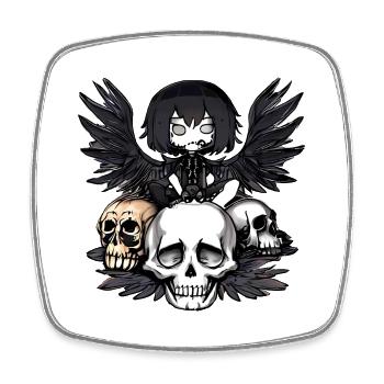 Raven sitting on a skull - Square fridge magnet - white - Front