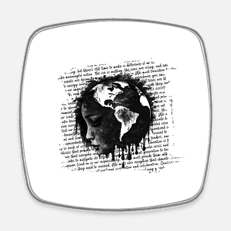 Earth's Cry: Act for Climate Change - Square fridge magnet - white