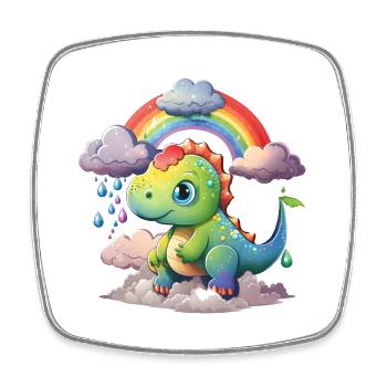 Dinosaur Dino Baby Rainbow Gift - Square fridge magnet - white - Front