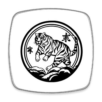 Tiger China - Viereckiger Kühlschrankmagnet - Weiß - Vorne