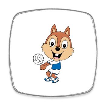 VOLLEYBALL - SPORT - EICHHÖRNCHEN - TIER - KIND - Viereckiger Kühlschrankmagnet - Weiß - Vorne