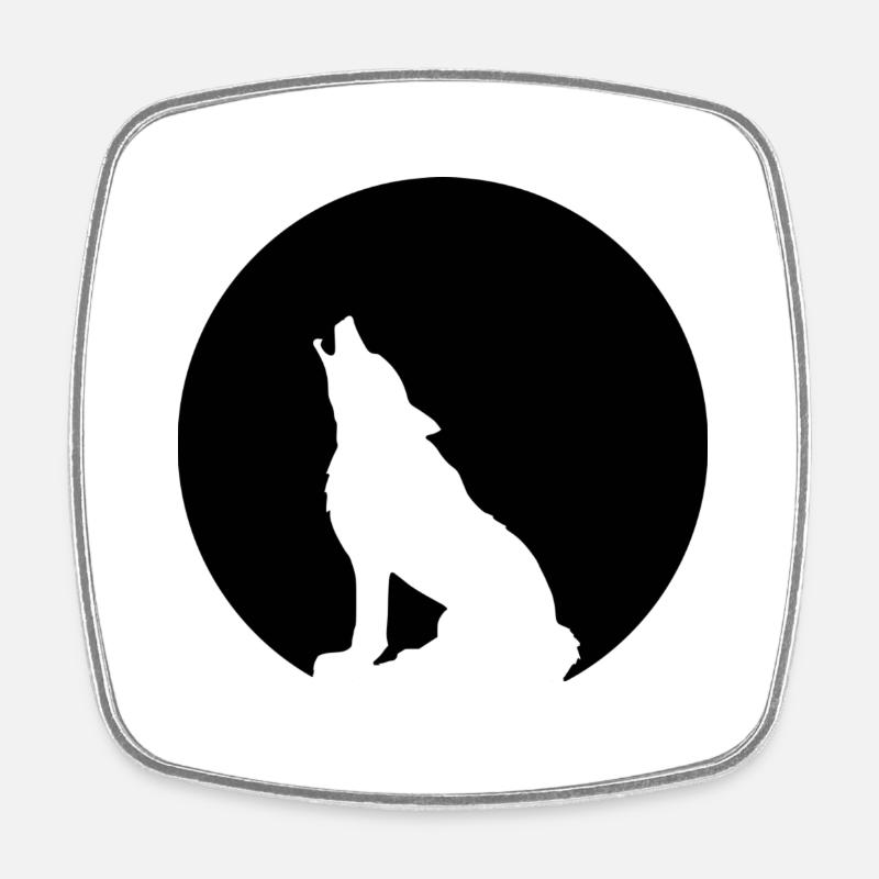 Wolf - Viereckiger Kühlschrankmagnet - Weiß