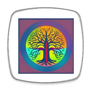 Arbre de vie flashy - Magnet carré - blanc - Devant