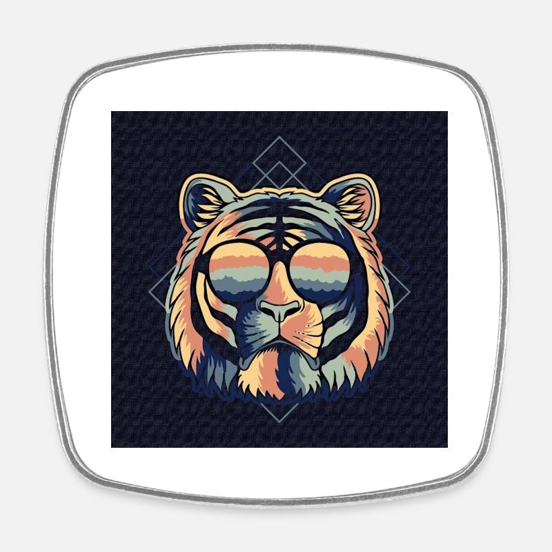 RETRO LION Amo - Square fridge magnet - white