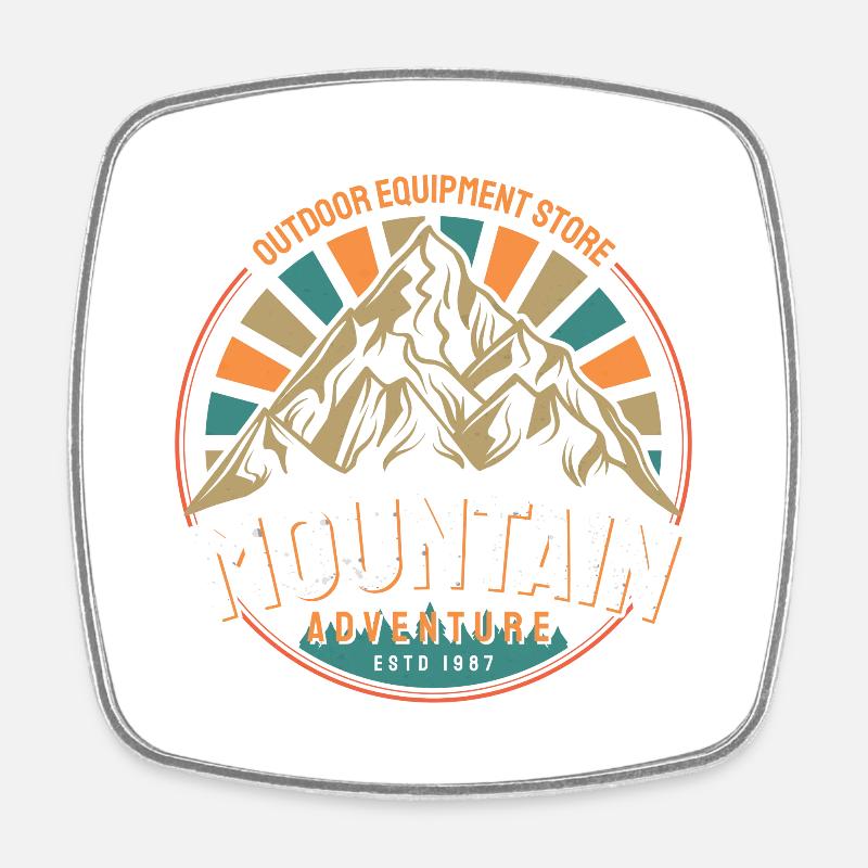 RETRO Mountain Amo - Square fridge magnet - white