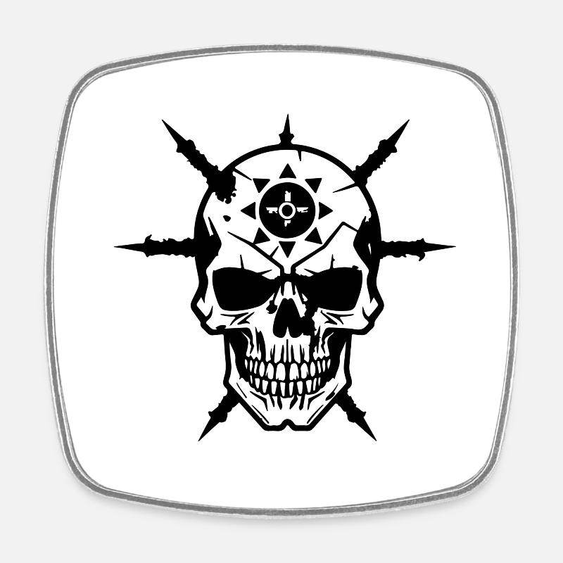 Schädel Punk Kunst - Viereckiger Kühlschrankmagnet - Weiß