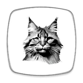 Chaton Propriétaire Chat Maine Coon Chat domestique - Magnet carré - blanc - Devant
