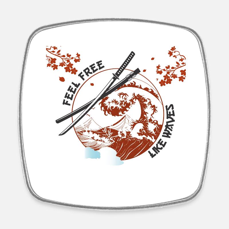 Feel Free like Waves - Square fridge magnet - white