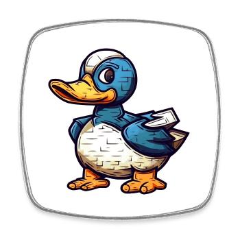 Mignon petit canard au look bande dessinée et dessin animé - Magnet carré - blanc - Devant