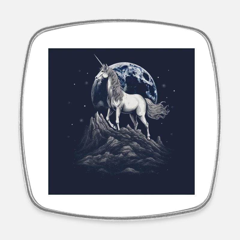 Licorne - Magnet carré - blanc