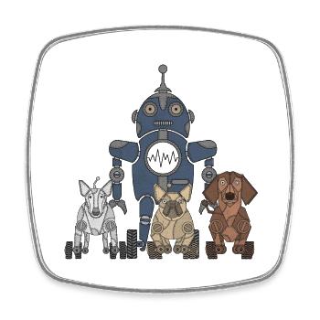 Roboter - Viereckiger Kühlschrankmagnet - Weiß - Vorne