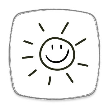 Sonne mit lächeln - Viereckiger Kühlschrankmagnet - Weiß - Vorne