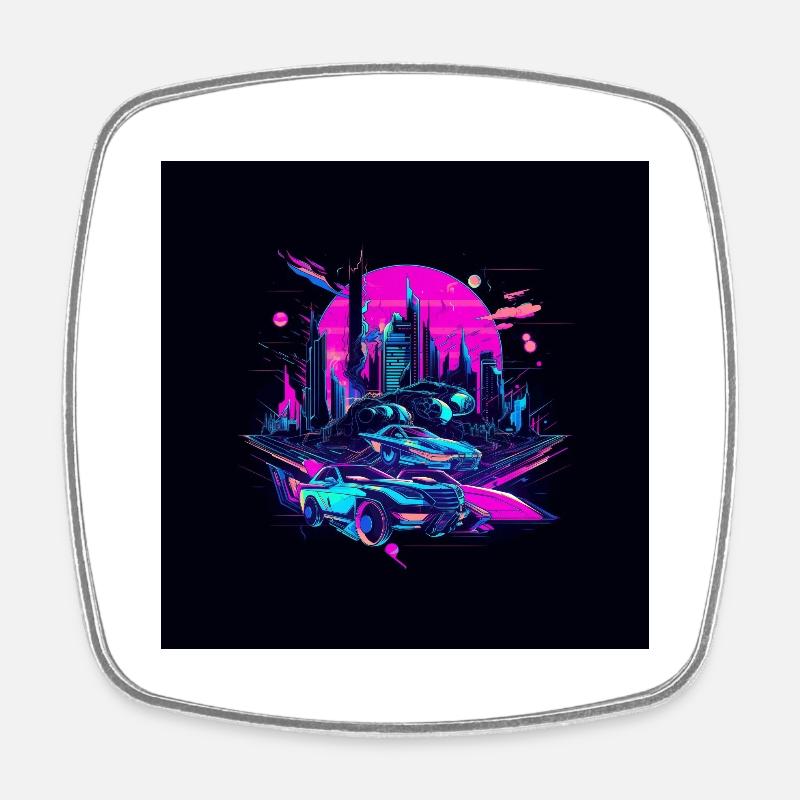 Cyber City - Square fridge magnet - white