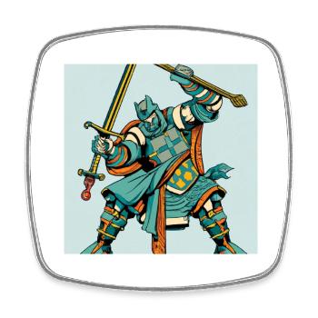 Der kämpfende Ritter - Viereckiger Kühlschrankmagnet - Weiß - Vorne