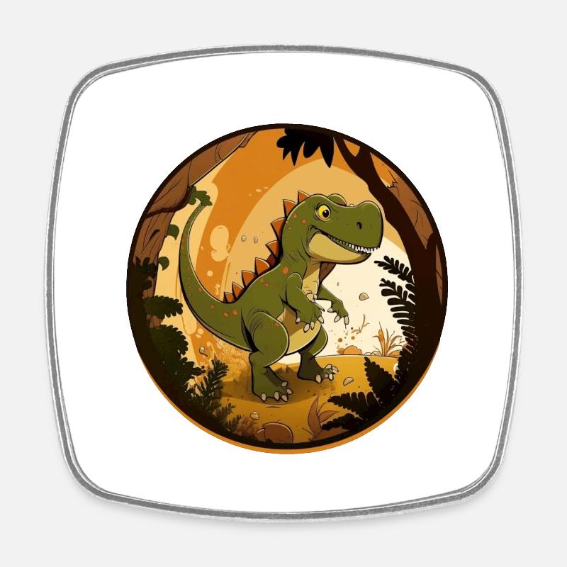 Friendly dinosaur T-Rex - Square fridge magnet - white