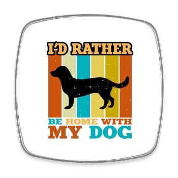 Alpine Dachsbracke Dog Silhouette Retro Sunset - Square fridge magnet - white - Front
