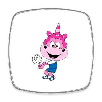VOLLEYBALL - SPORT - EINHORN - KIND - BABY - Viereckiger Kühlschrankmagnet - Weiß - Vorne