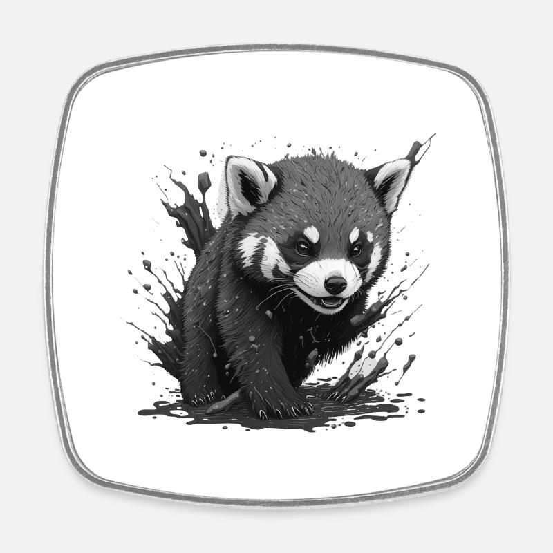 panda - Viereckiger Kühlschrankmagnet - Weiß