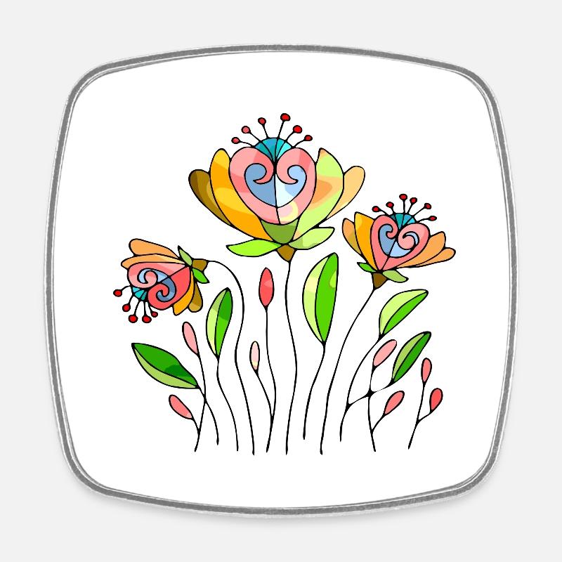 Fleur - Magnet carré - blanc
