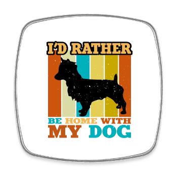 Australian Terrier Hund Silhouette Retro Sonnenuntergang - Viereckiger Kühlschrankmagnet - Weiß - Vorne