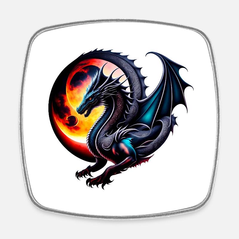 Dragon - Magnet carré - blanc