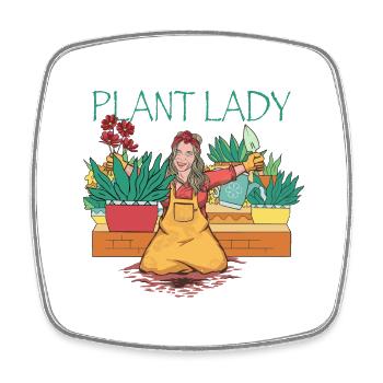 Plant Lady - Viereckiger Kühlschrankmagnet - Weiß - Vorne