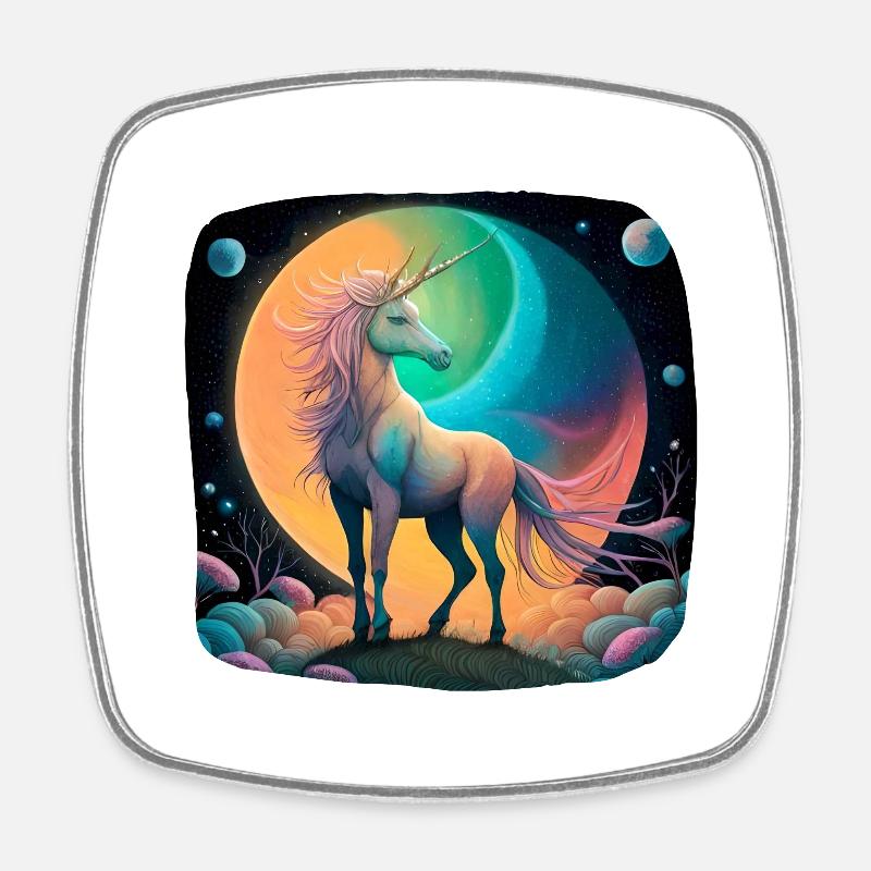 Fantasy unicorn mystical - Square fridge magnet - white