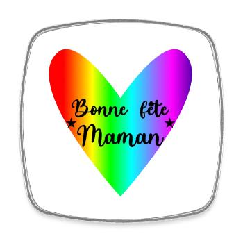 FÊTE DES MÈRES. BONNE FÊTE MAMAN. MAMAN. COEUR - Magnet carré - blanc - Devant