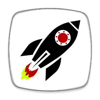 rakete - Viereckiger Kühlschrankmagnet - Weiß - Vorne